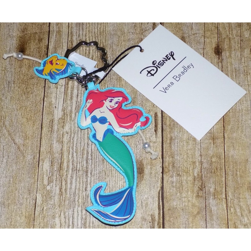 Vera Bradley Disney Ariel Little Mermaid Flounder Bag Tag Charm Keychain NEW